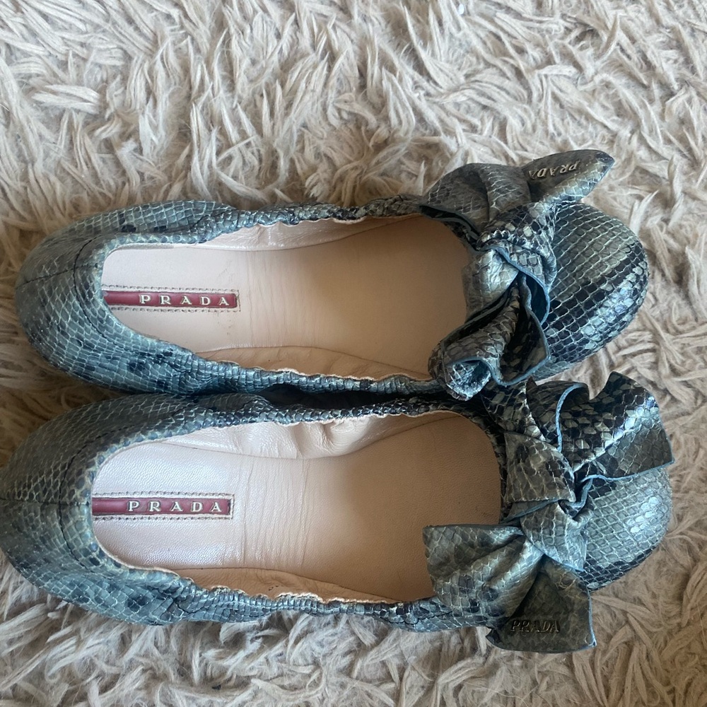 Prada Ballerinas / Flats Python Grey / Blue Size … - image 4